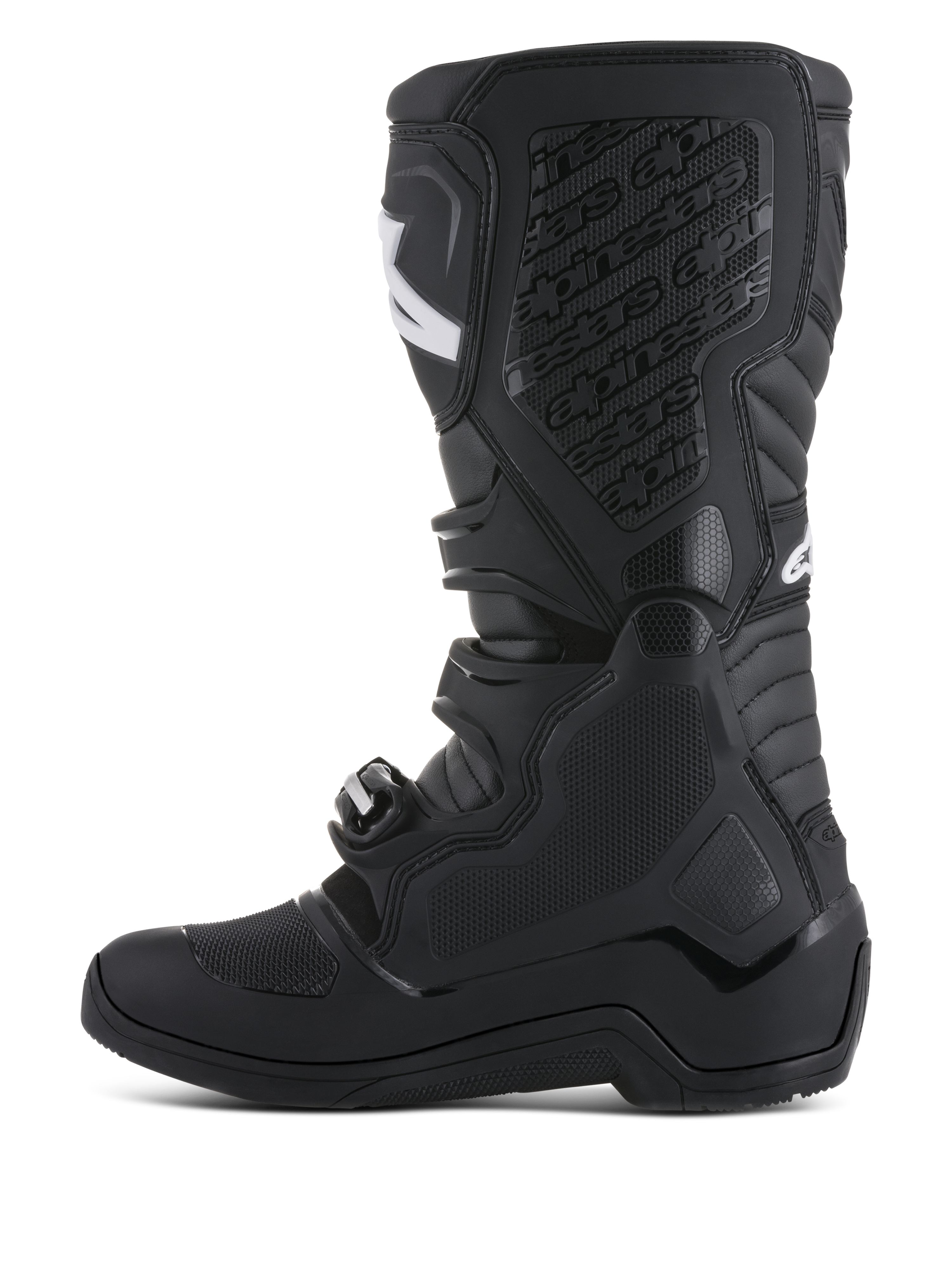 Alpinestars Tech 5 Stiefel, Motocross-Stiefel für Offroad, Schwarz, mit TPU-Schienbeinplatte und biomechanischem Pivot-System.