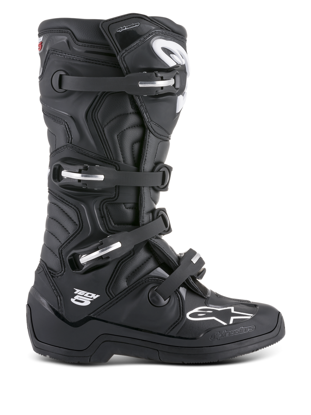 Alpinestars Tech 5 Stiefel, Motocross-Stiefel Unisex, Schwarz, CE-zertifiziert, Mikrofaser und TPU mit Aluminiumschnallen