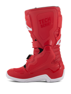 Alpinestars Youth Tech 7S Stiefel, Jugend-Motocross-Stiefel, Rot, mit weißer Sohle, TPU-verstärkten Paneelen, mehreren Schnallenverschlüssen und 'TECH SERIES'-Branding, entworfen für jugendliche Offroad-Fahrer