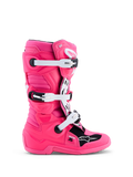 Alpinestars Youth Tech 7S Boots, pink and white youth motocross boots with synthetic TPU protection.
