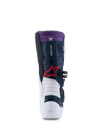 Alpinestars Youth Tech 7S Boots, motocross gear for junior riders, dark blue and white with red accents, CE certified.