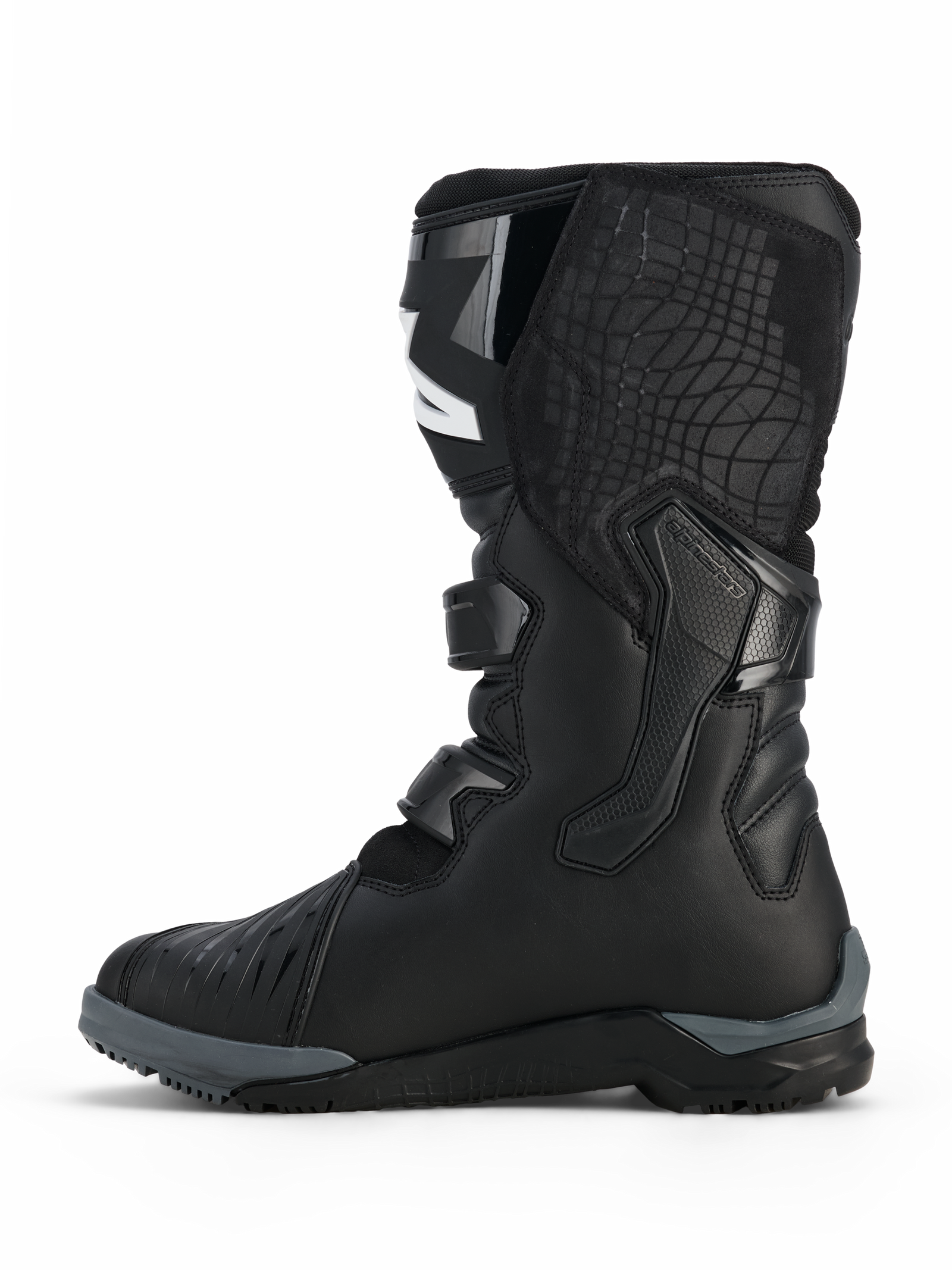 Alpinestars Corozal V2 Adventure Drystar® Stiefel, Motorrad-Adventure-Stiefel, Schwarz, Seitenansicht mit Multi-Material-Konstruktion, Schnallenverschlüssen und robuster All-Terrain-Sohle