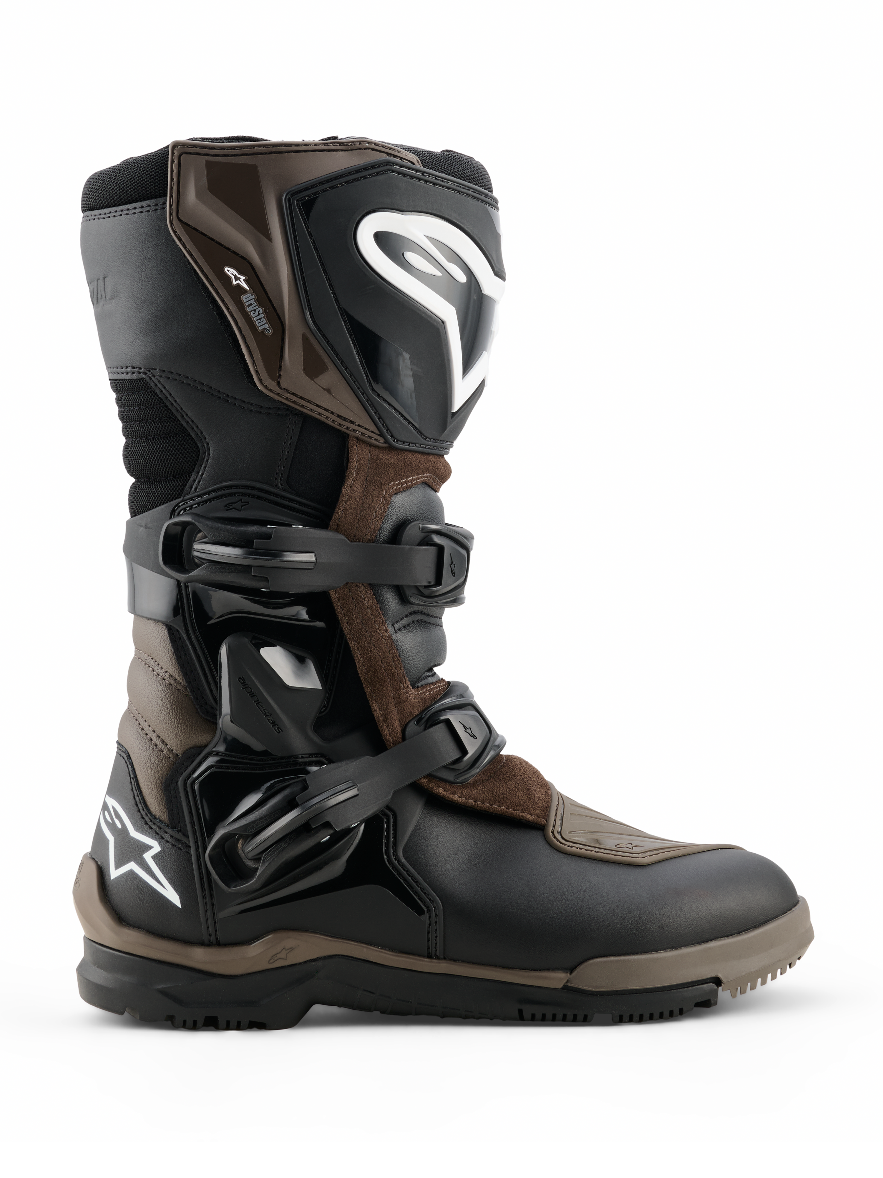 Alpinestars Corozal V2 Adventure Drystar Stiefel, Motorrad-Adventure-Touring-Stiefel, Braun und Schwarz, wasserdichte Konstruktion mit verstellbaren Schnallenriemen, verstärkter Knöchel- und Schienbeinschutz, robuste Profilsohle für Grip in jedem Gelände