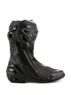 Alpinestars Supertech R Stiefel, Hochleistungs-Motorradrennstiefel, Schwarz, Seitenansicht mit TPU-Schienbeinschutz, austauschbarem Zehenschleifer und verstärkter Ferse, professionelles rennstreckentaugliches Design