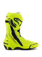 Alpinestars Supertech R Vented Stiefel, Motorradrennstiefel, Gelb Fluo und Schwarz, laserperforiertes Mikrofaser-Obermaterial für Belüftung, TPU-Schienbeinplatte und austauschbarer Zehenschleifer, aerodynamisches Design mit markantem Branding