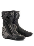 Alpinestars SMX Plus V2 Stiefel, Renn- und Sport-Motorradstiefel, Schwarz und Dunkelgrau, mit fortschrittlichem Multi-Link Control Knöchelschutz, TPU-Schienbeinplatte und austauschbaren Schleifern, stromlinienförmige Mikrofaser-Konstruktion für die Straße