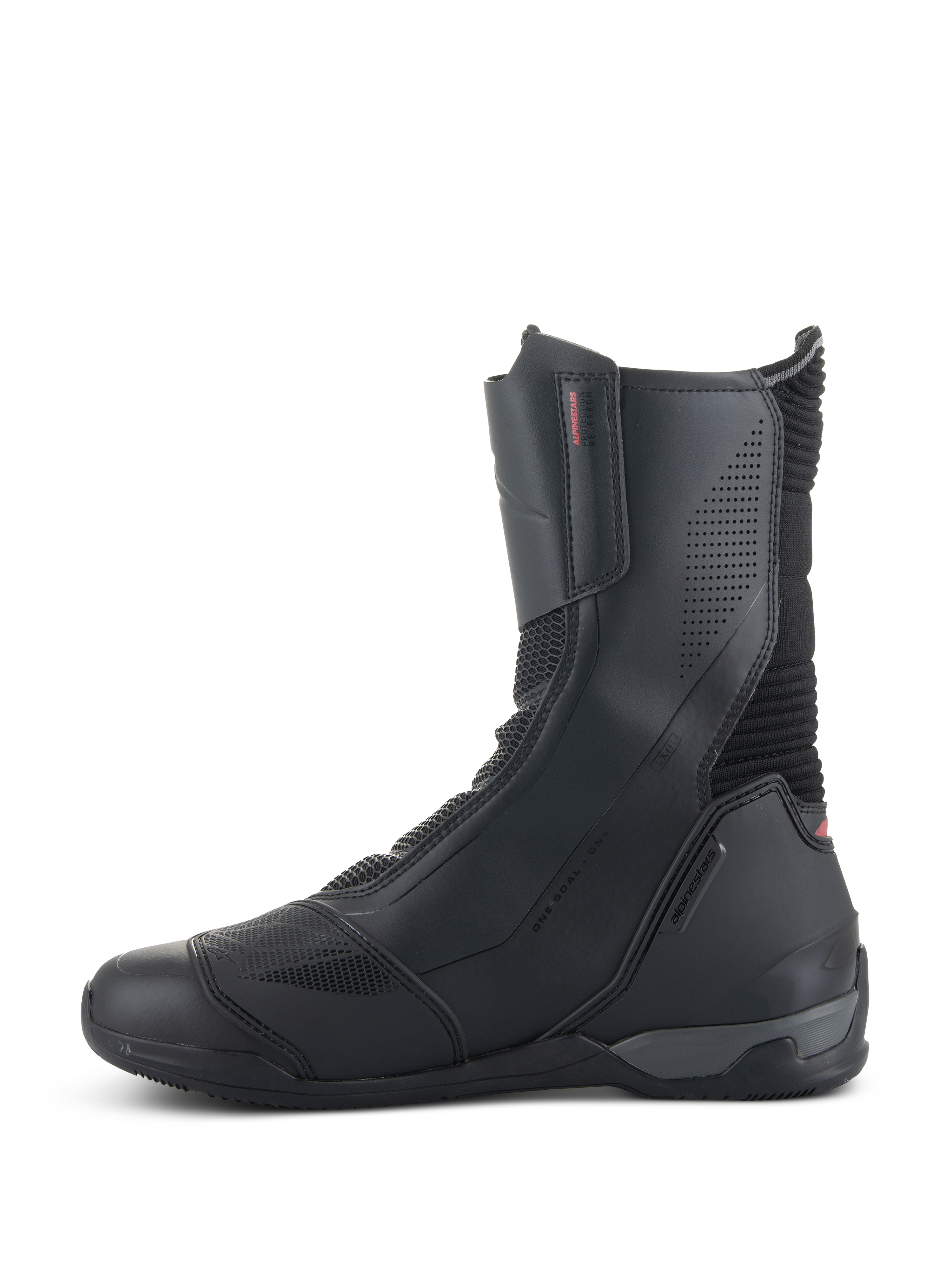 Alpinestars SP-X BOA® Stiefel, Motorradstiefel, Schwarz, halbhohes Design mit Mikrofaser- und Rideknit-Mesh-Einsätzen, mit medialem Reißverschluss und elegantem Sportprofil.