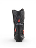 Alpinestars SMX-6 V2 Vented Motorradstiefel für Herren, Schwarz und Grau mit fluoreszierend roten Akzenten, Rückansicht mit perforierten Belüftungseinsätzen und Fersenschutz