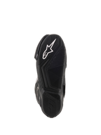 Alpinestars SMX-6 V2 Vented Motorradrennstiefel, Nahaufnahme der strukturierten schwarzen Gummilaufsohle mit weißem Alpinestars-Logo