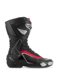 Alpinestars SMX-6 V3 Stiefel, Motorrad-Rennstiefel, Schwarz, Silber und Rot, Seitenprofil mit seitlicher TPU-Knöchelstütze, austauschbarem Zehenschleifer und Mesh-Flexzonen für Rennstrecke und Straße
