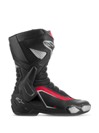 Alpinestars SMX-6 V3 Stiefel, Motorrad-Rennstiefel, Schwarz, Silber und Rot, Seitenprofil mit seitlicher TPU-Knöchelstütze, austauschbarem Zehenschleifer und Mesh-Flexzonen für Rennstrecke und Straße