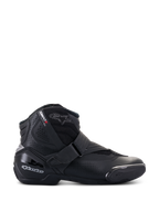 Alpinestars SMX-1 R V2 Vented Stiefel, niedrig geschnittene schwarze Motorradschuhe, Seitenprofil mit perforierten Mikrofaser-Einsätzen, TPU-Fersenschutz und Zehenschleifer, Klettverschluss, Sport-Straßenmotorradschuhe
