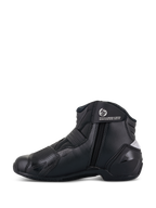Alpinestars Women Stella SMX-1 R V2 Boots, Black, low-cut performance motorcycle riding boot, side profile view showing zipper closure, ankle strap with logo, and microfiber construction with TPU heel counter