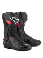 Alpinestars SMX-6 V3 Drystar Stiefel, wasserdichte Performance-Motorradstiefel, Schwarz und Rot, mit seitlicher TPU-Knöchelstütze, verstärkter Schienbeinplatte und Mikrofaser-Konstruktion für Rennstrecke und Straße