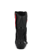 Alpinestars SMX-6 V3 Drystar® Stiefel, Schwarz und Rot, Rückansicht mit TPU-Fersenschale und Wadenschutz, Performance-Motorradstiefel mit wasserdichter Mikrofaser-Konstruktion