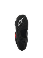 Alpinestars SMX-6 V3 Drystar® Stiefel, Sohlenansicht, schwarzer strukturierter Gummi für Griffigkeit, mit weißem Stern-Logo und geprägtem Alpinestars-Branding, Performance-Motorradstiefel