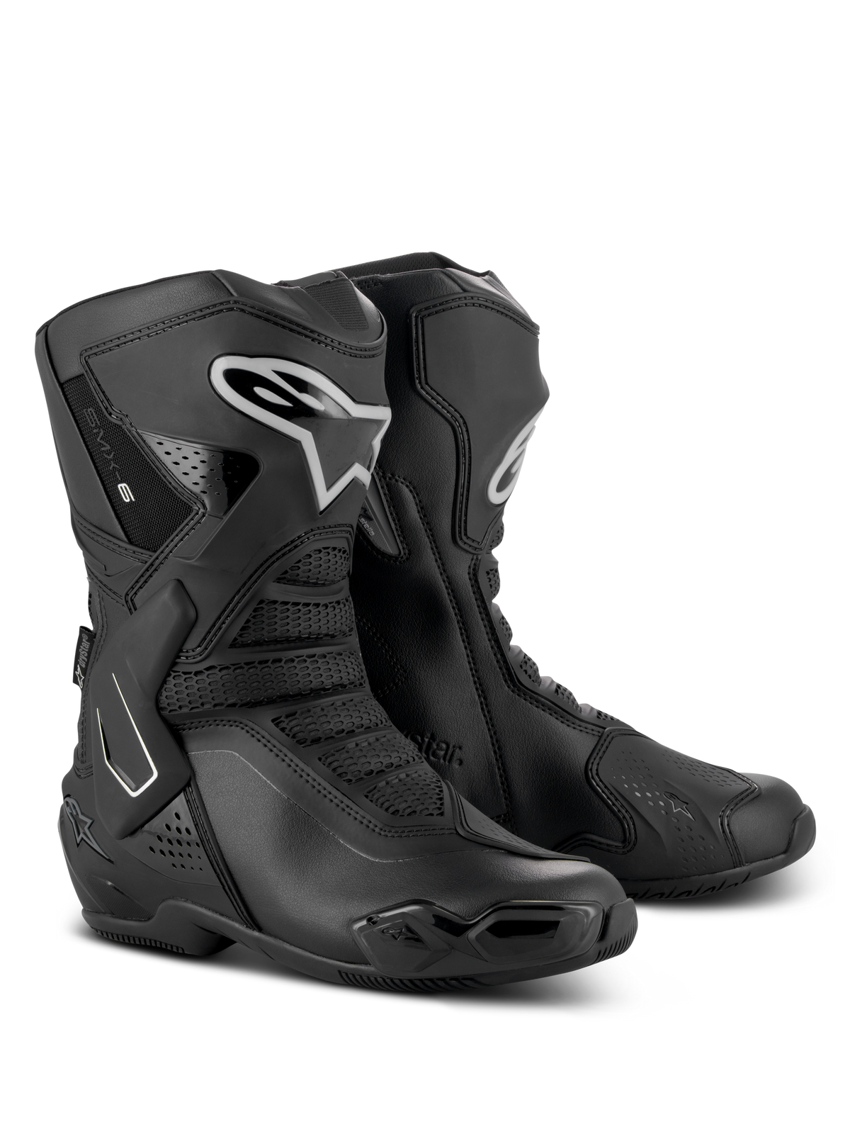 Alpinestars Stella SMX-6 V3 Drystar Stiefel, Damen-Performance-Motorradstiefel, Schwarz und Silber, wasserdichtes Mikrofaser-Obermaterial mit TPU-Schutz, aus dem Rennsport abgeleitetes Design für Rennstrecke und Straße
