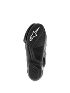 Alpinestars SMX S Waterproof Boots, Motorradstiefel, Schwarz, Ansicht der strukturierten Gummisohle mit weißem Astar-Logo und wasserverdrängendem Profilmuster