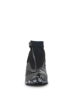 Alpinestars CR-8 GORE-TEX Schuhe, Frontansicht, Schwarz und Dunkelgrau, hoch geschnittener Motorradschuh mit schrägem wasserdichtem Reißverschluss, elastischem Schaftabschluss und strukturierter Sohlenspitze, technisches Adventure-Touren-Schuhwerk