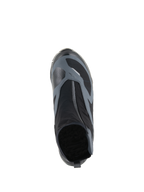 Alpinestars CR-8 GORE-TEX Schuhe, Schwarz und Dunkelgrau, Draufsicht mit abgewinkeltem wasserdichtem Reißverschluss und technischem Textil-Obermaterial, entwickelt für Adventure-Touren.