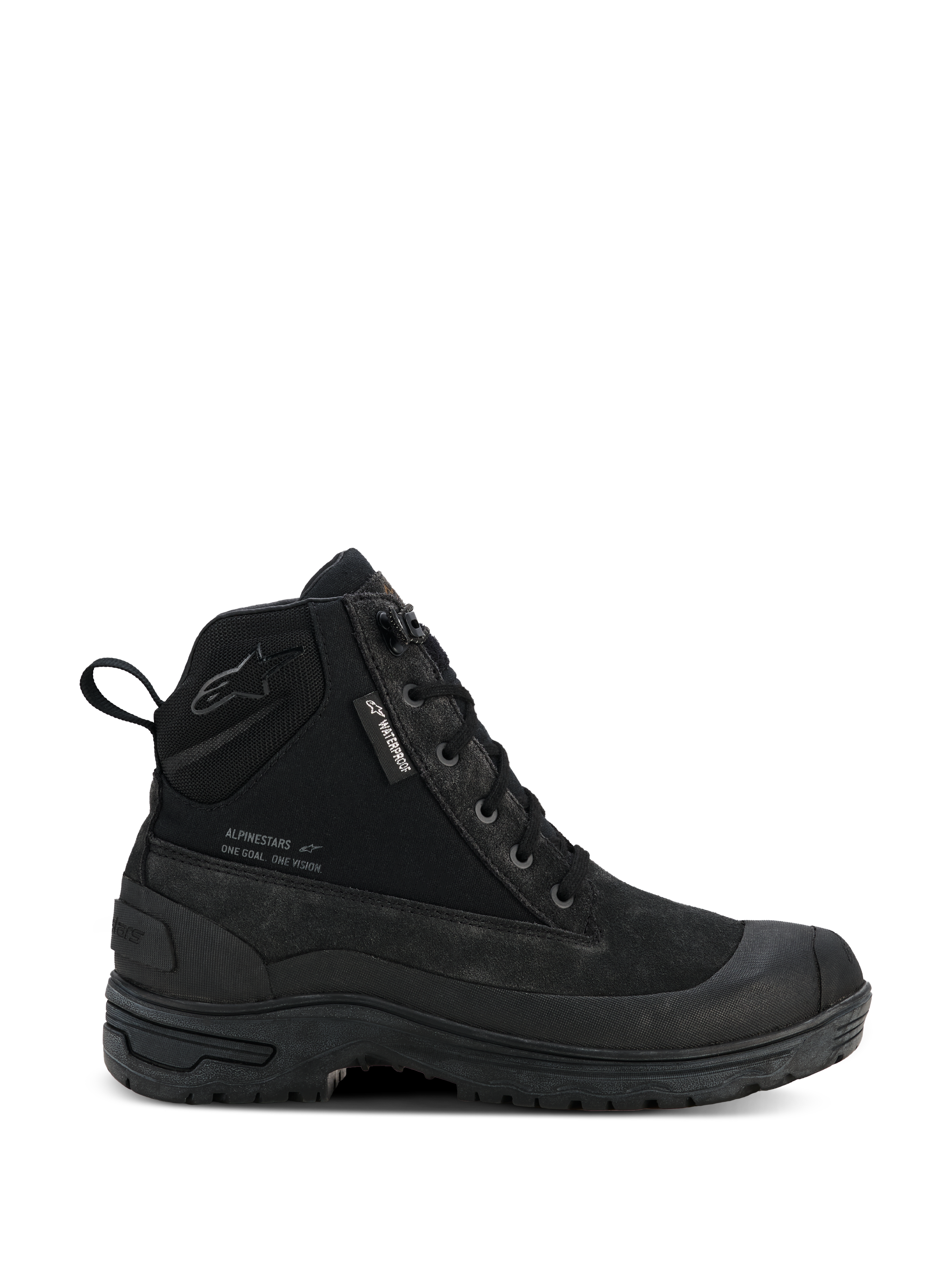 Alpinestars Judy Waterproof Damenstiefel, Urban Motorradstiefel für Damen, Schwarz, hoher Combat-Stil mit Schnürung vorne, robuste dicke Sohle, Wasserdicht-Etikett und hintere Zugschlaufe, Finish aus mattem Wildleder und Textil