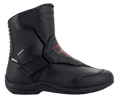Alpinestars Ridge V2 Waterproof Boot, Motorrad-Tourenstiefel, Schwarz mit roten Akzenten, mittelhoher Schaft, Klettverschluss, perforierte Belüftungspaneele, verstärkter Fersen- und Zehenbereich, Synthetikleder-Konstruktion
