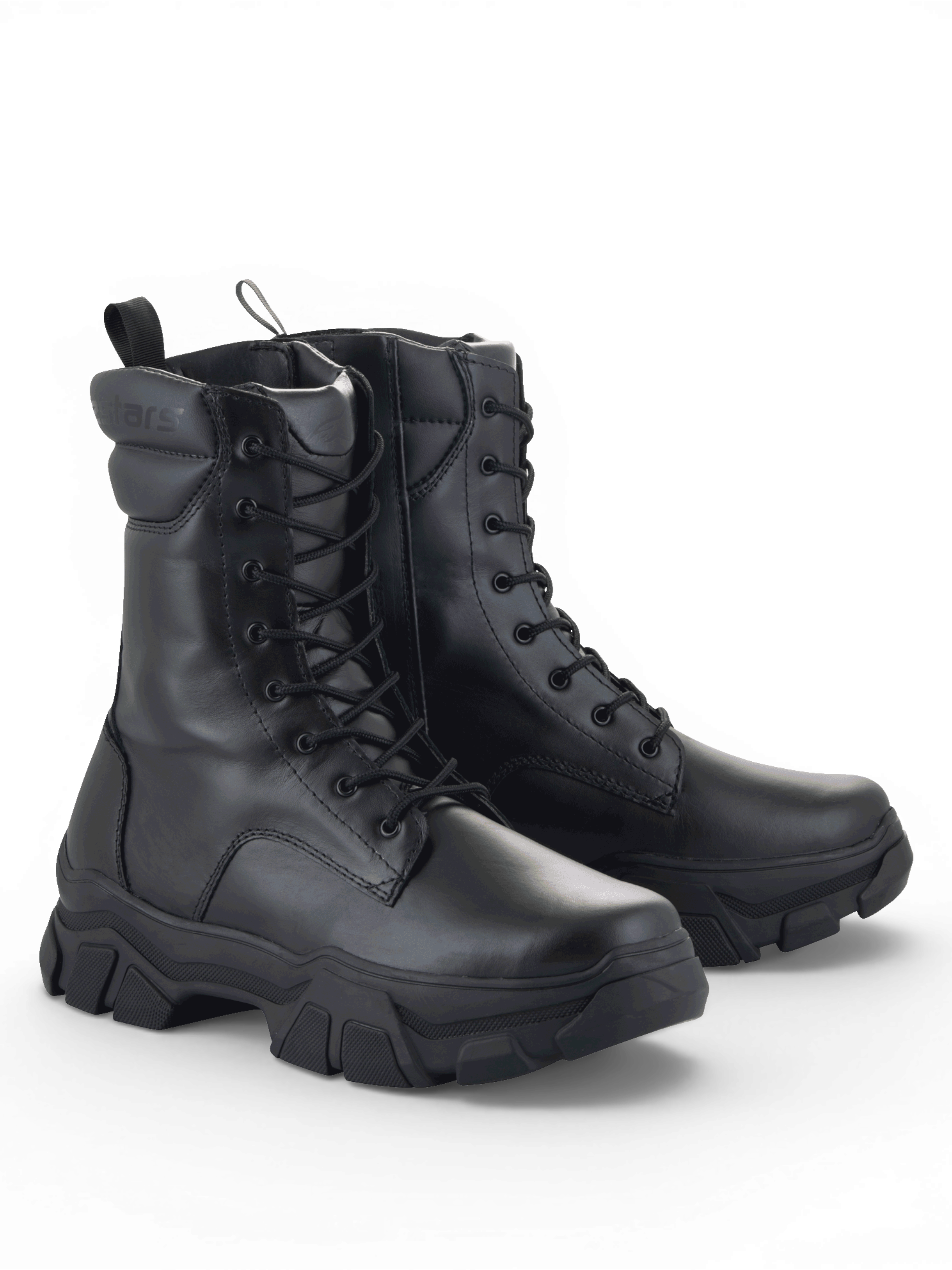 Alpinestars Ava Damen-Stiefel, schwarze urbane Motorradstiefel aus Vollnarbenleder mit markanter Sohle, CE-zertifiziert.