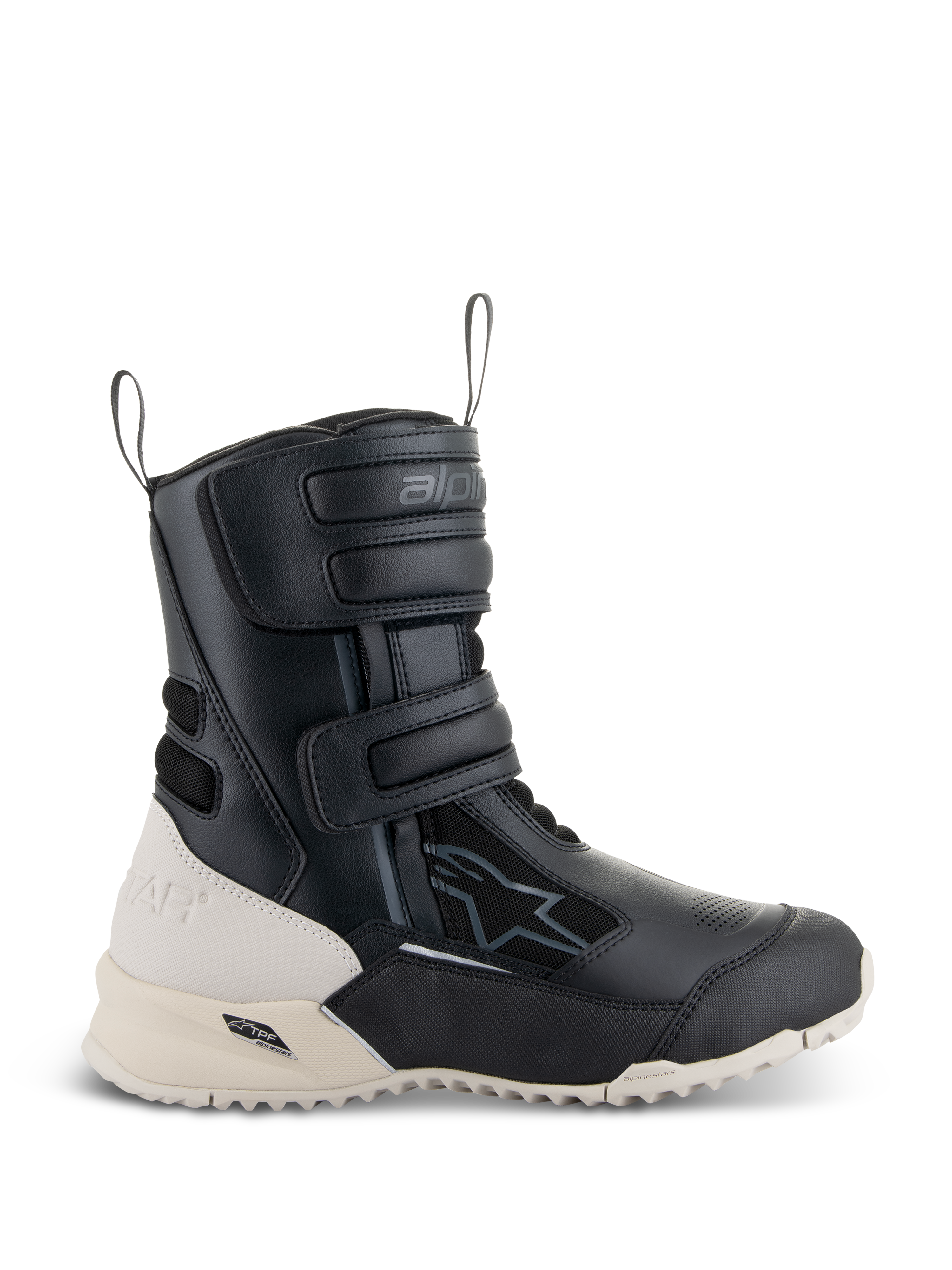 Alpinestars Stella RT-7 Touring Drystar® Damen-Motorradstiefel, Schwarz und Weiß, mit drei verstellbaren Klettverschlüssen, vorderen und hinteren Anziehschlaufen und einer robusten Profilsohle mit TPF-Schutzrahmen