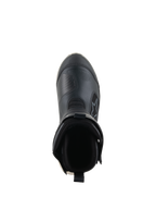 Alpinestars Stella RT-7 Touring Drystar® Stiefel, Motorrad-Tourenstiefel für Damen, Schwarz und Weiß, Draufsicht mit Blick in die Stiefelöffnung, mit gepolstertem Kragen, hinterer Zuglasche und strapazierfähigem Mikrofaser-Obermaterial mit Alpinestars-Branding.