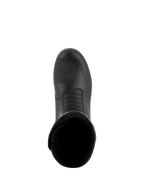 Alpinestars Andes V2 Drystar® Stiefel, schwarze Motorrad-Tourenstiefel, Ansicht von oben mit Leder-Obermaterial, strukturierter Schaltverstärkung und vorderer Akkordeon-Flexzone für wasserdichte Adventure-Fahrten.