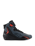 Alpinestars Faster-4 Schuhe, High-Top-Motorradschuhe, Dunkelgrau und Schwarz mit leuchtend roten Akzenten, elegantes Mikrofaser-Obermaterial, seitliches Stern-Logo, sicheres Schnürsystem mit verstellbarem Knöchelriemen
