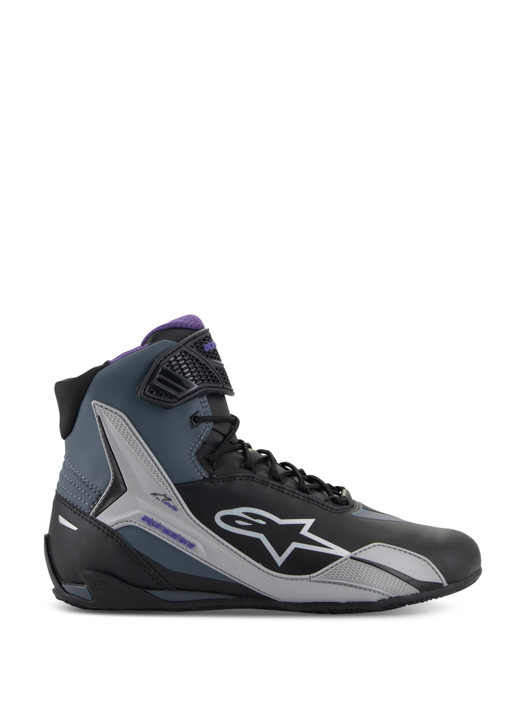 Alpinestars Stella Faster-4 Schuhe, Damen-Motorradschuhe, Schwarz und Violett, Mikrofaser-Konstruktion, CE-zertifizierter Straßenschutz.
