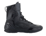 Alpinestars Superfaster Schuhe, Motorrad-Fahrschuhe, Schwarz, hohes High-Top-Profil mit Schnellschnürsystem und Knöchelriemen, mit Mikrofaser- und Rideknit-Paneelen, verstärkter TPU-Fersenkappe und Zehenschutz, schlankes sportliches Design für die Straße