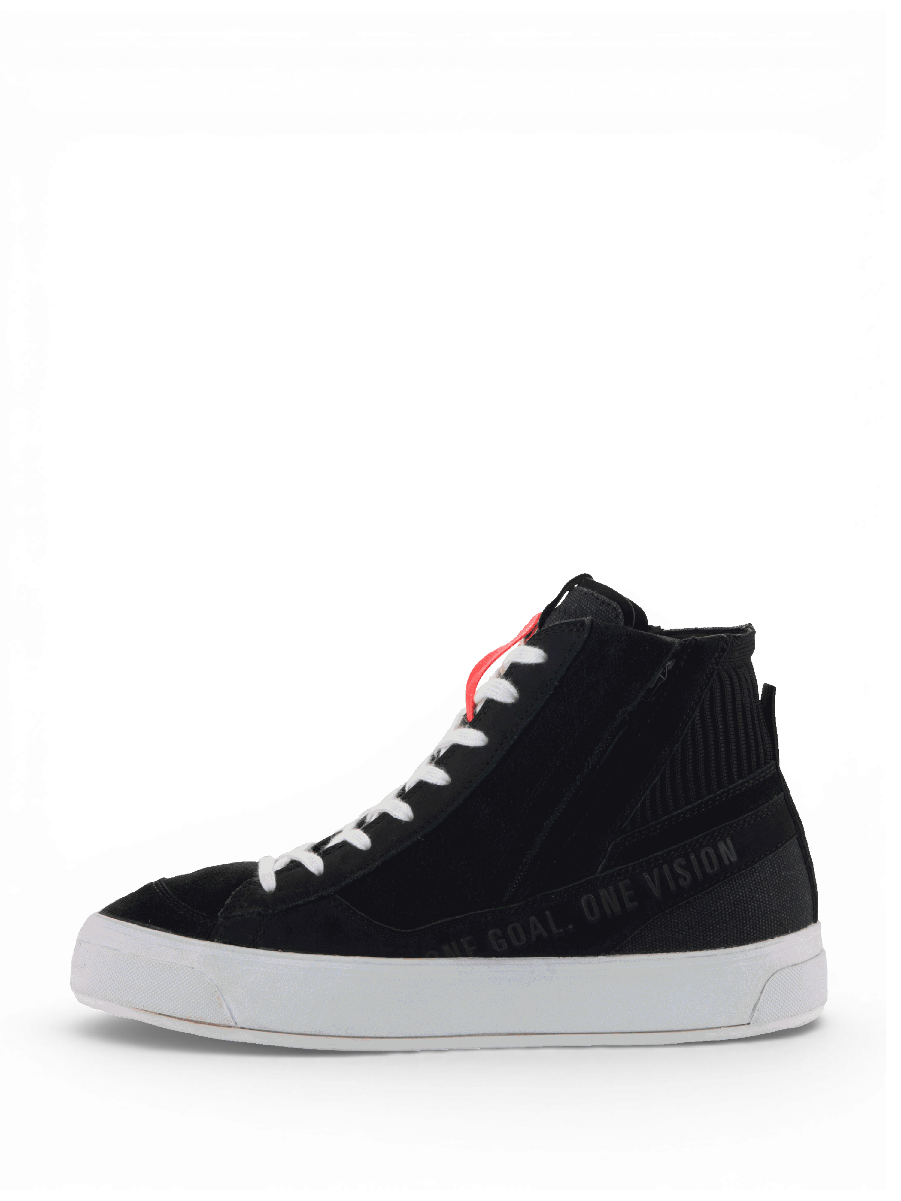 Alpinestars Stella Stated Podium Shoes, women's black urban riding sneakers with skate-inspired style and white soles.