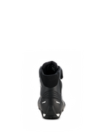 Alpinestars Stella Faster-4 Drystar® Damenschuhe, Schwarz und Silber, Rückansicht mit verstärkter Ferse und silbernen Akzenten, gepolstertem Kragen und wasserdichtem Mikrofaser-Design