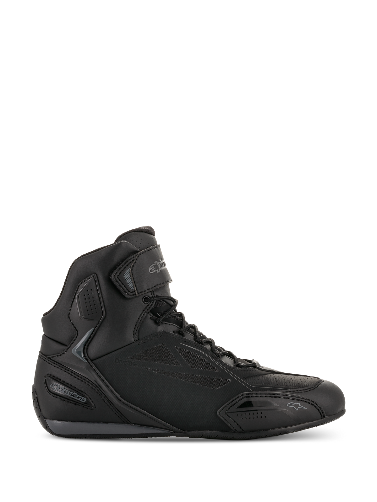 Alpinestars Faster-3 Drystar Motorradschuhe, Motorrad-Sneaker in Schwarz und Cool Gray, High-top-Design mit Schnürung und Klettverschluss, wasserdichtes Mikrofaser-Chassis, sportliches Design für Straßenfahrten