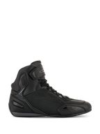 Alpinestars Faster-3 Drystar Riding Shoes, Black and Cool Gray Motorcycle Sneakers, High-top design with lace closure and Velcro strap, waterproof microfiber chassis, sporty road riding footwear