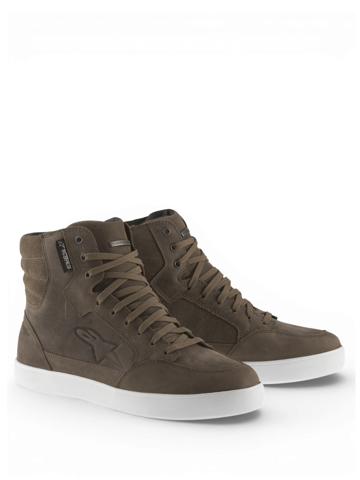 Alpinestars J-6 Wasserdichte Schuhe, Herren-Motorradschuhe, Braun und Weiß, Lederkonstruktion für Urbanes Fahren