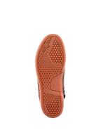 Alpinestars Chrome Crafted Drystar® Shoes, Brown Gum, bottom view showing gum rubber sole with hexagonal grip pattern and embossed Alpinestars branding, urban motorcycle riding footwear