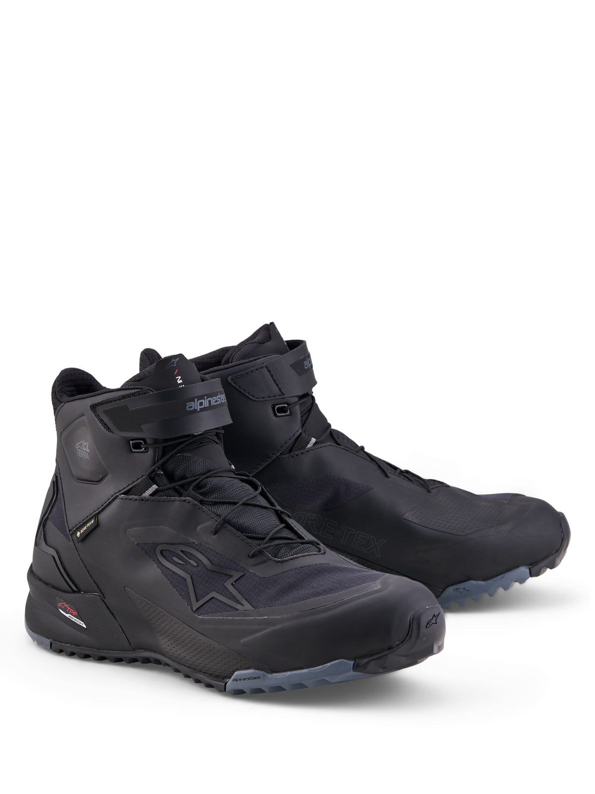 Alpinestars Cr X Gore Tex Schuhe, wasserdichte Motorradschuhe, Schwarz und Dunkelgrau, mit GORE-TEX Membran