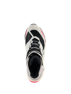 Alpinestars CR-X Damen-Drystar® Motorradschuhe, Weiß, Mittelgrau, Schwarz und Diva Pink, Draufsicht mit Fokus auf Schnürung und Innenfutter, sportliches, von Laufschuhen inspiriertes Design mit pinkfarbenen Akzenten, wasserdichte Motorradschuhe