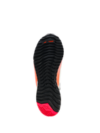 Alpinestars CR-X Damen-Drystar® Motorradschuhe, Ansicht der Außensohle, Schwarz mit Ferse in Diva Pink, robustes Profil mit asymmetrischer Stollenanordnung, Vorfuß-Flexrillen und TPF-Branding