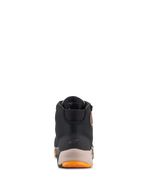 Alpinestars CR-X Drystar® Motorradschuhe, Motorradschuhe, Schwarz, Hellbraun und Orange, Rückansicht mit verstärkter Ferse und kleinem Alpinestars-Logo, gepolstertem Kragen und orangefarbenen Sohlenakzenten, wasserdichtes Motorradschuhwerk