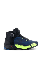 Alpinestars CR-X Drystar® Motorradschuhe, Schwarz, Dunkelblau und Gelb Fluo, sportlich inspirierte Motorradschuhe, mit fluoreszierend gelben Akzenten und dunkelblauen Einsätzen, wasserdichtes Design mit einer Laufschuh-Silhouette für ganztägigen Komfort.
