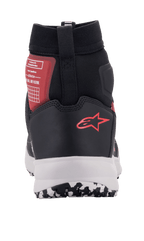 Alpinestars Speedforce Shoes, urban motorcycle riding shoes in Black White and Red, rear view featuring the red Alpinestars logo on the heel, white midsole, and high-cut ankle support.