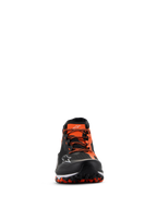 Alpinestars Meta XR V2 Schuhe, Schwarz, Orange, Weiß, Frontalansicht mit technischem Mesh-Obermaterial, orangefarbenen Schnürsenkeln und robuster, ölbeständiger Gummisohle mit sichtbarem Profil, sportliche Freizeitschuhe