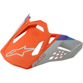 Alpinestars S-M8 Contact Helmvisier, Ersatz-Helmschirm für Motocross-Helme, Matt-Orange und Grau mit blauen und lila Akzenten, kantiges Design mit Belüftungsausschnitten, mit weißem Stern-Logo und Astars-Schriftzug