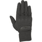 Alpinestars Stella C1 Windstopper V2 Handschuhe, Damen-Motorradhandschuhe, Schwarz, Ansicht des Handrückens, mit dezentem integriertem Knöchelschutz, geprägtem Logo an der Manschette und winddichtem GORE-TEX Windstopper-Textil