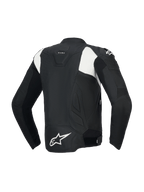 Alpinestars Dusk Airflow Lederjacke, perforierte Sport-Motorradjacke, Rückansicht, Schwarz und Weiß, Rindsleder-Konstruktion mit CE-Zertifizierung und Tech-Air ready