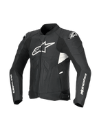 Alpinestars Dusk Airflow Lederjacke, Herren-Motorradlederjacke in Schwarz und Weiß, mit umfangreichen Perforationen, DFS-Schulterprotektoren und CE-Zertifizierung nach Klasse AA.